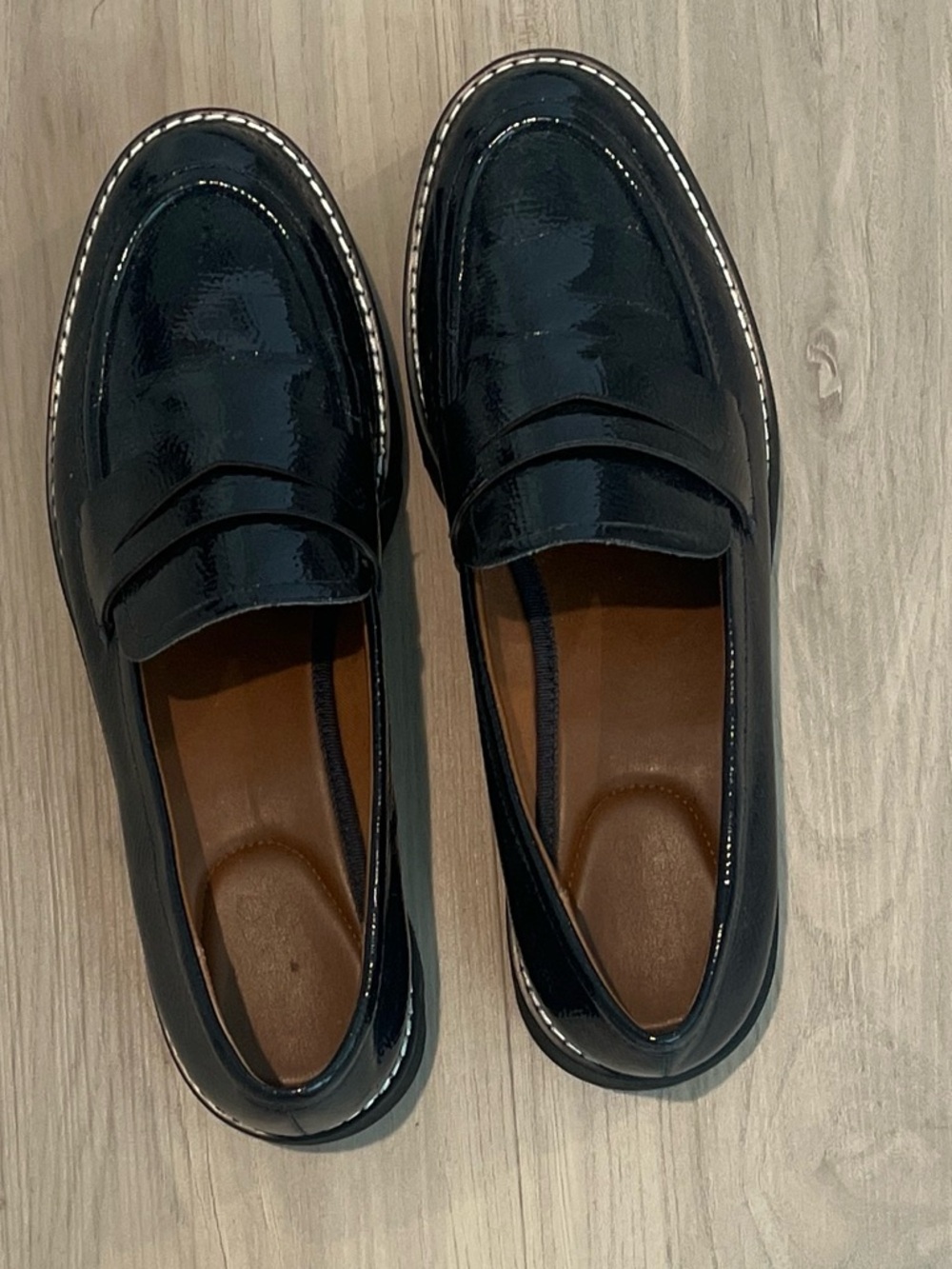Franco Sarto Black Patent Penny Loafers